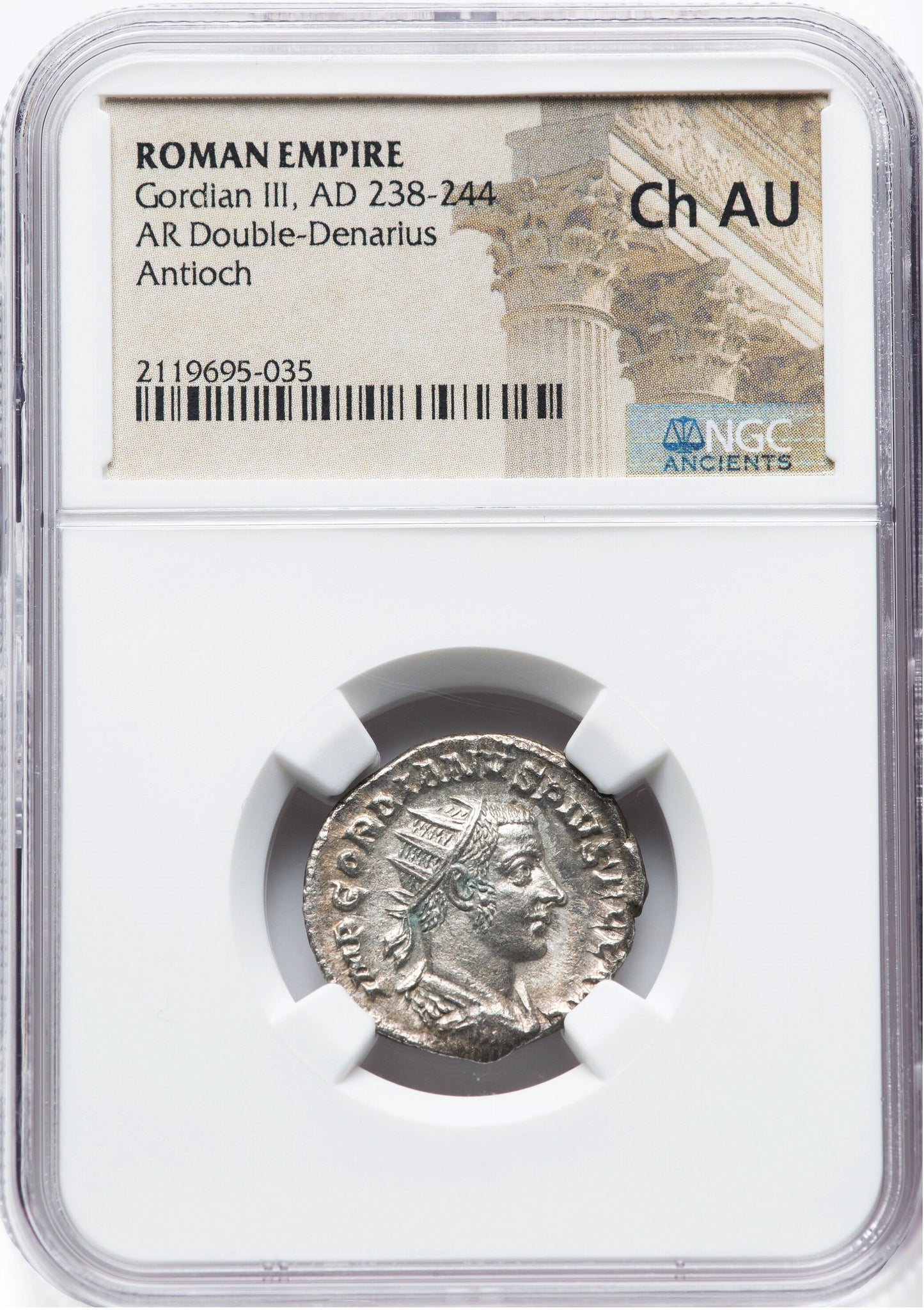 Roman Empire - Gordian III - Silver Double-Denarius - NGC Ch AU