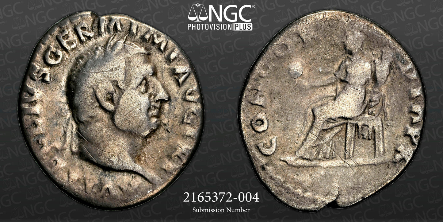 Roman Empire - Vitellius - Perhaps Plated Denarius - NGC Ch F - RIC:90