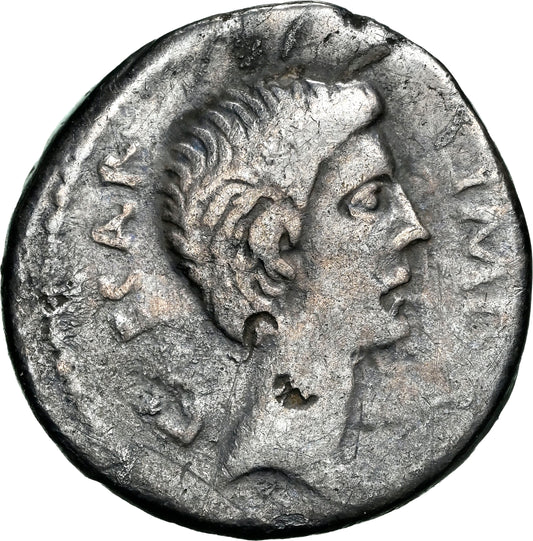 Roman Imperatorial - Octavian & Marc Antony - Silver Denarius - NGC Ch F - Crawf. 529/2a