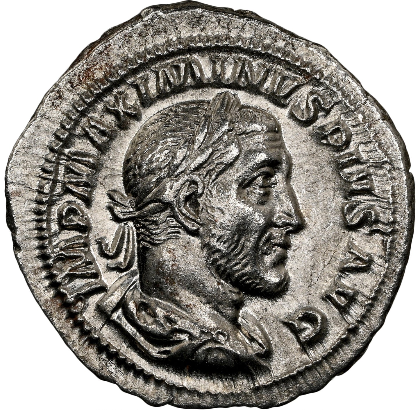 Roman Empire - Maximinus I - Silver Denarius - NGC AU