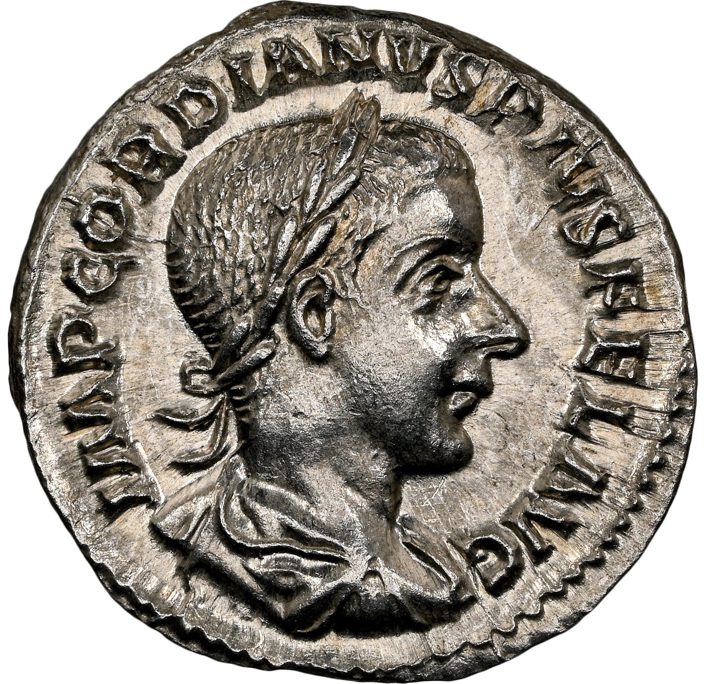 Roman Empire - Gordian III - Silver Denarius - NGC Ch AU