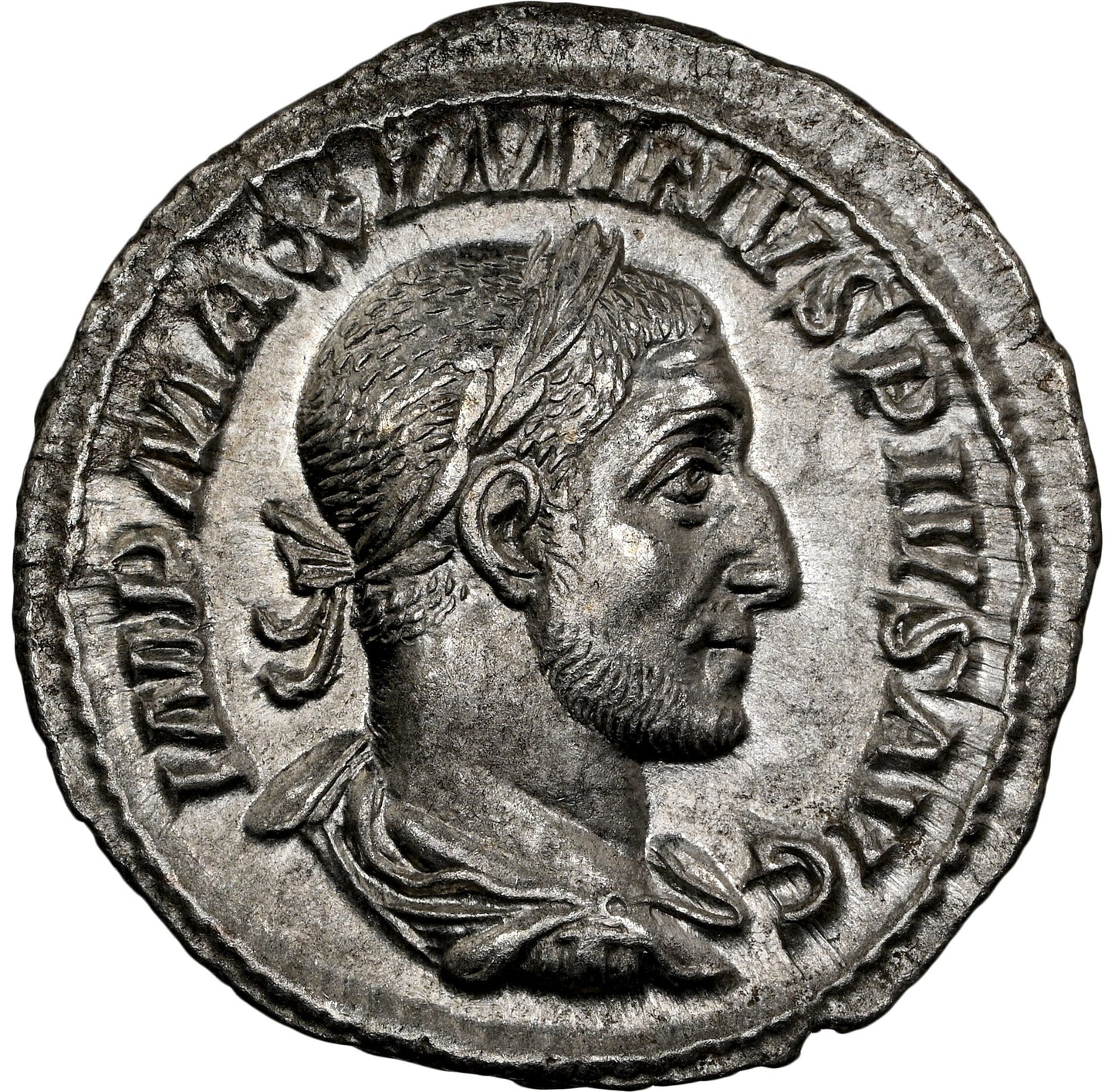 Roman Empire - Maximinus I - Silver Denarius - NGC Ch AU