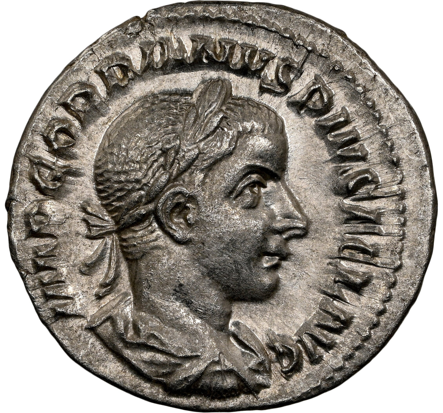 Roman Empire - Gordian III - Silver Denarius - NGC Ch AU