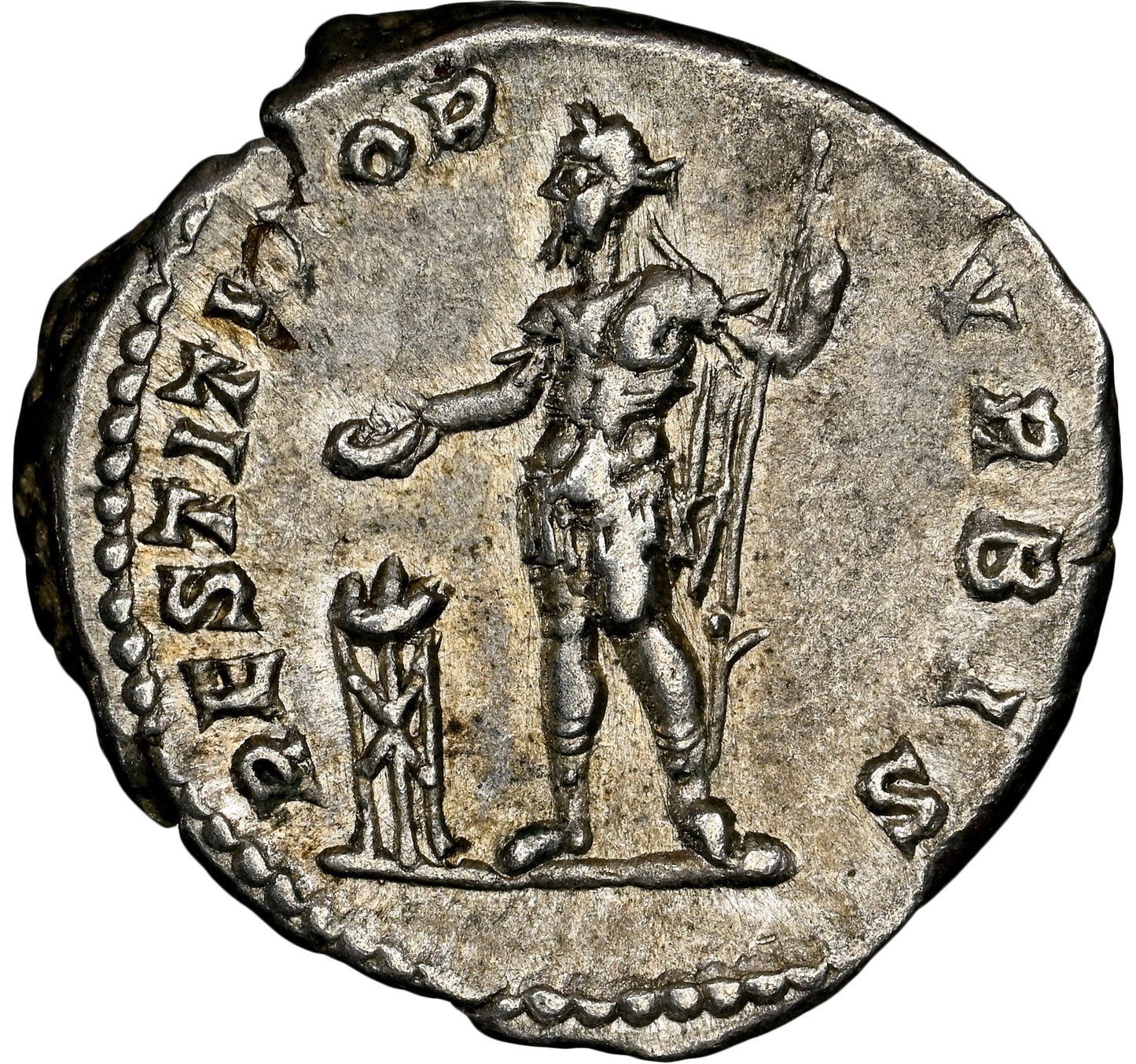 Roman Empire - Septimius Severus - Silver Denarius - NGC AU - RIC:167a