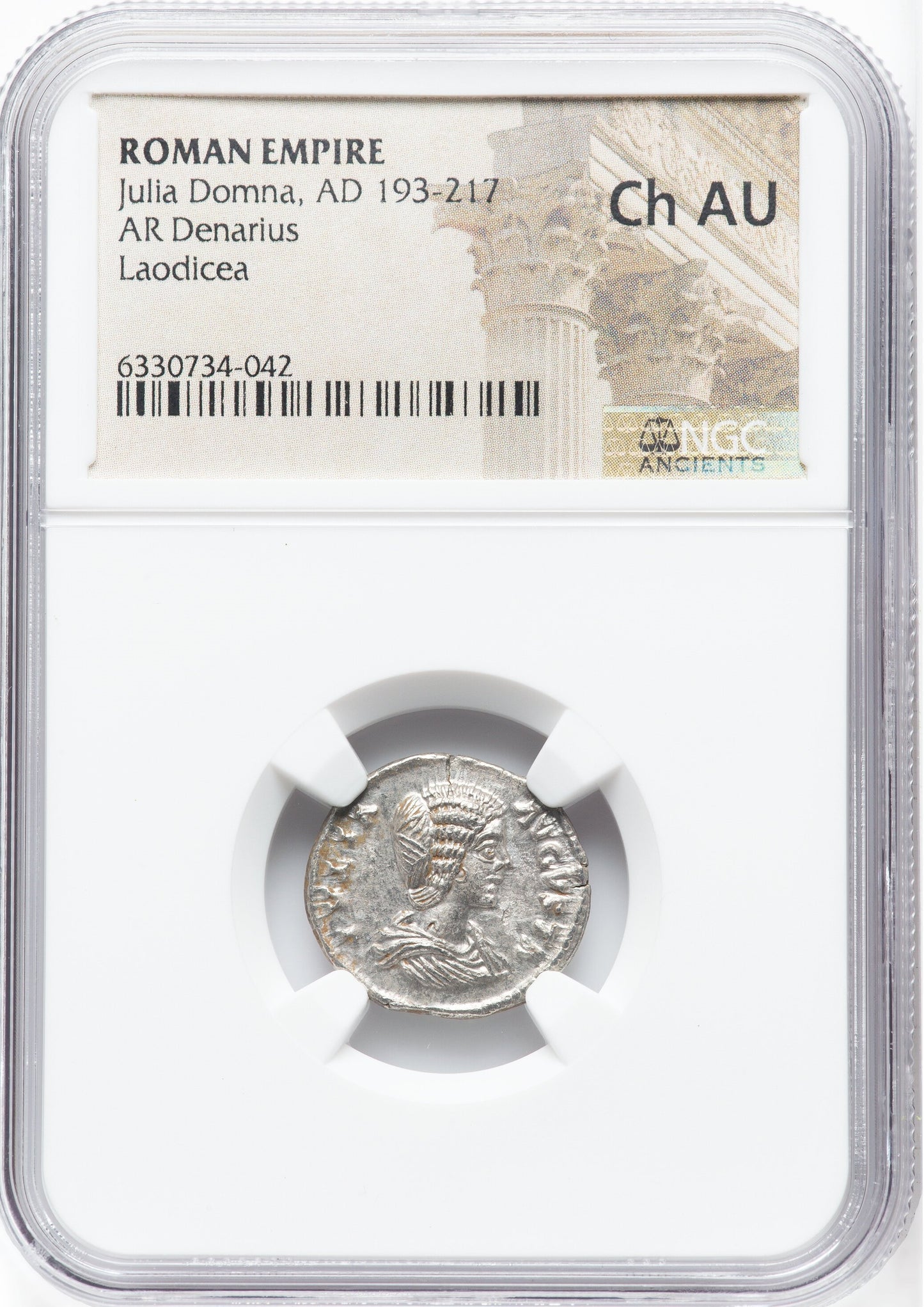 Roman Empire - Julia Domna - Silver Denarius - NGC Ch AU - RIC:644