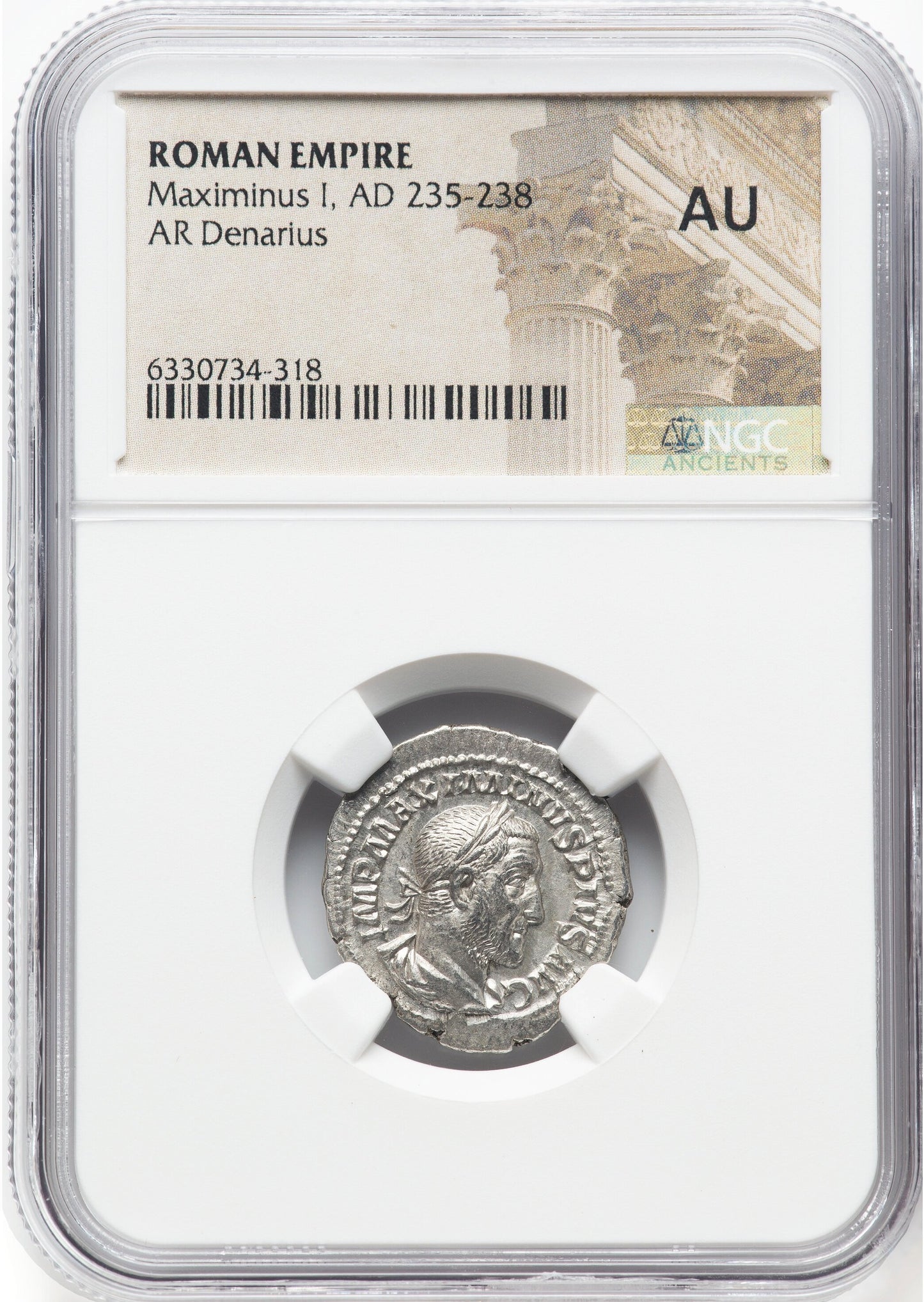 Roman Empire - Maximinus I - Silver Denarius - NGC AU