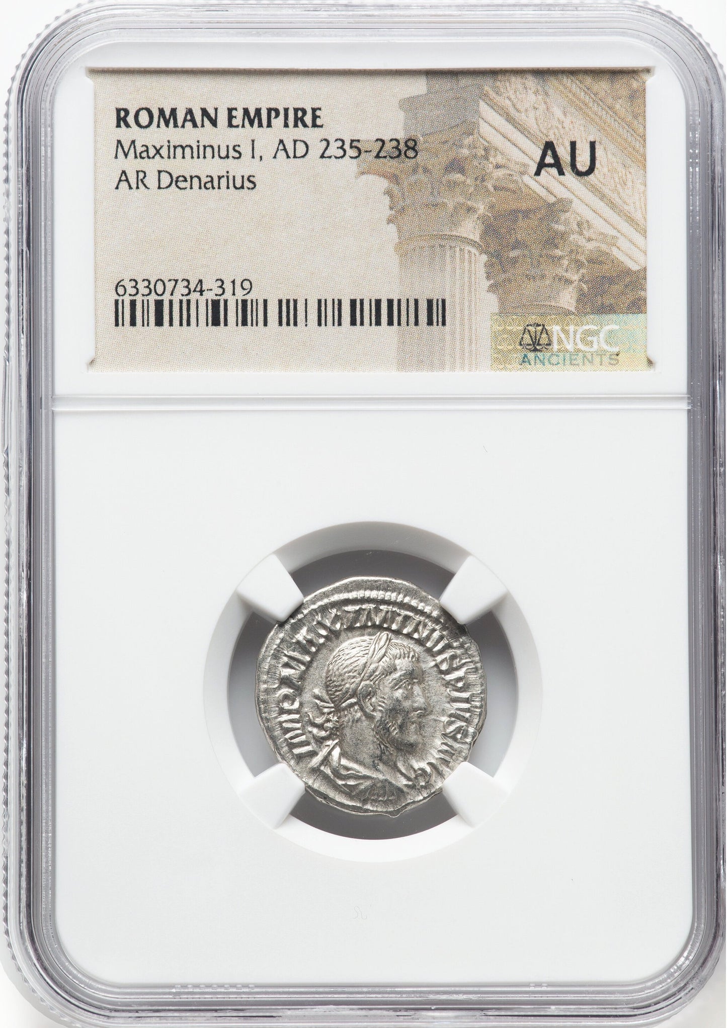 Roman Empire - Maximinus I - Silver Denarius - NGC AU