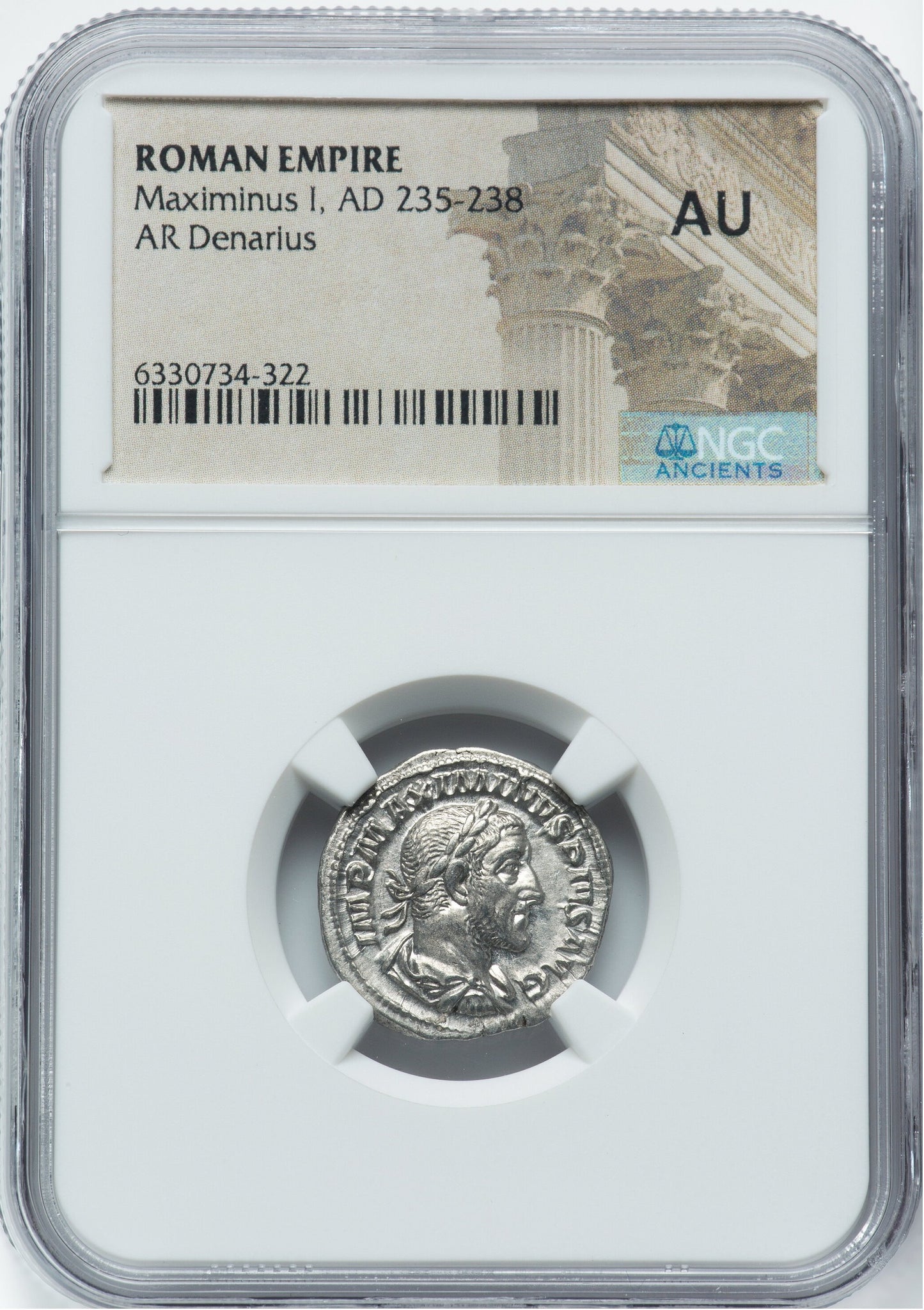Roman Empire - Maximinus I - Silver Denarius - NGC AU
