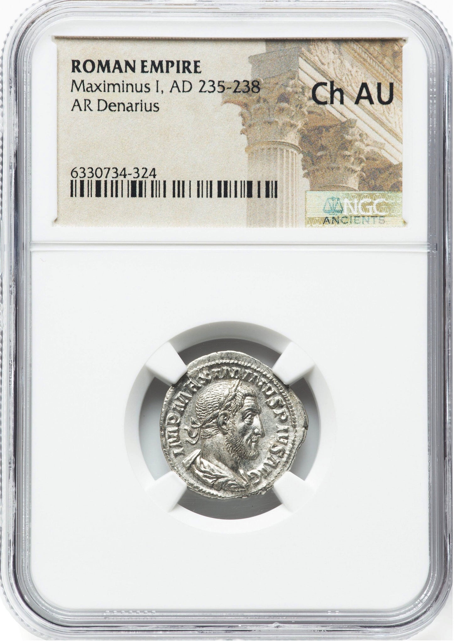 Roman Empire - Maximinus I - Silver Denarius - NGC Ch AU