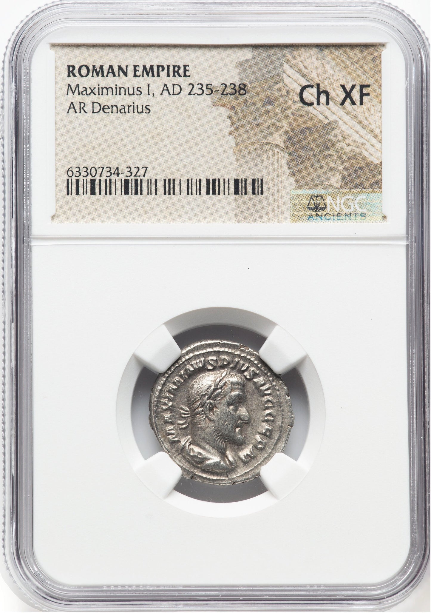 Roman Empire - Maximinus I - Silver Denarius - NGC Ch XF