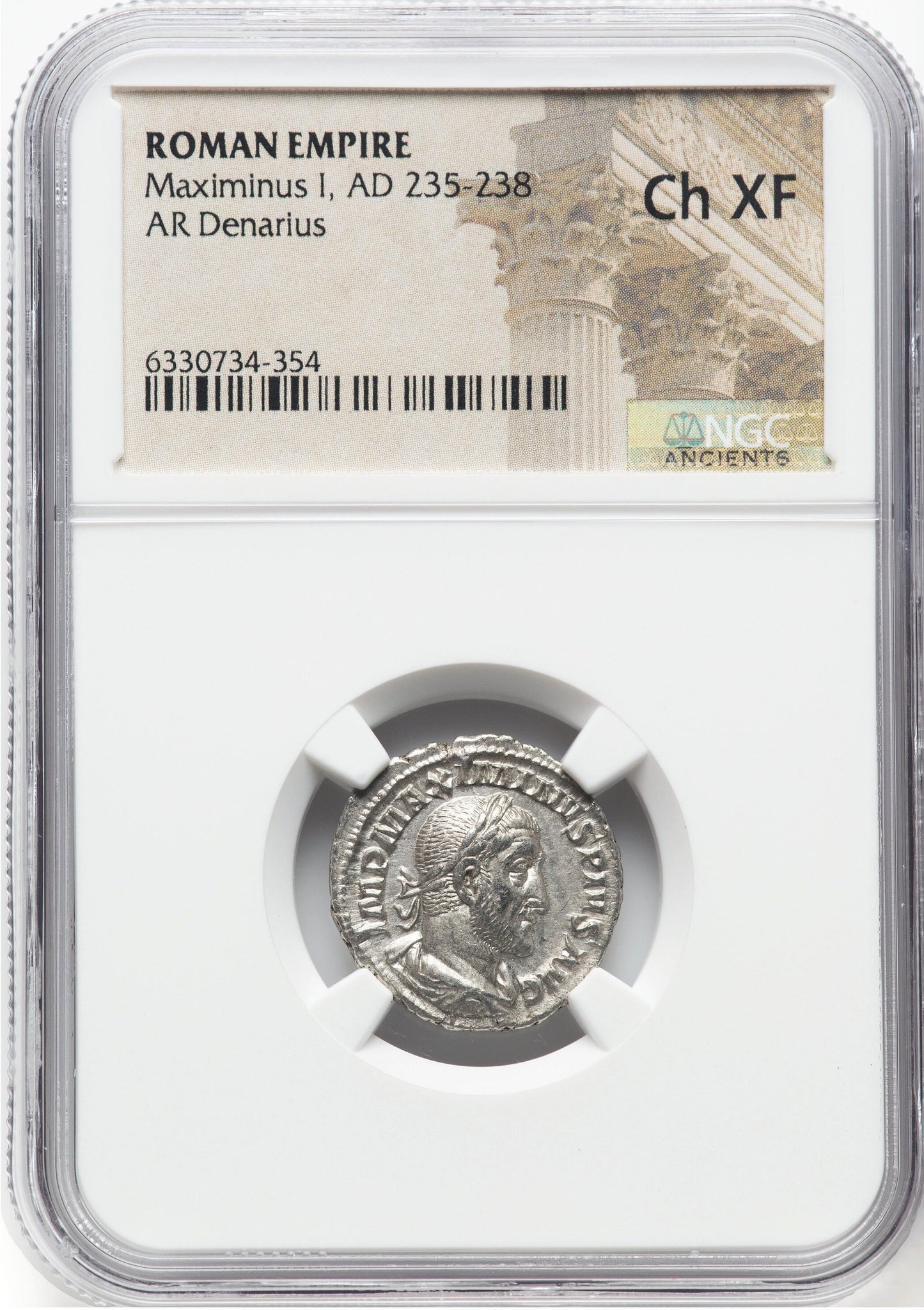 Roman Empire - Maximinus I - Silver Denarius - NGC Ch XF