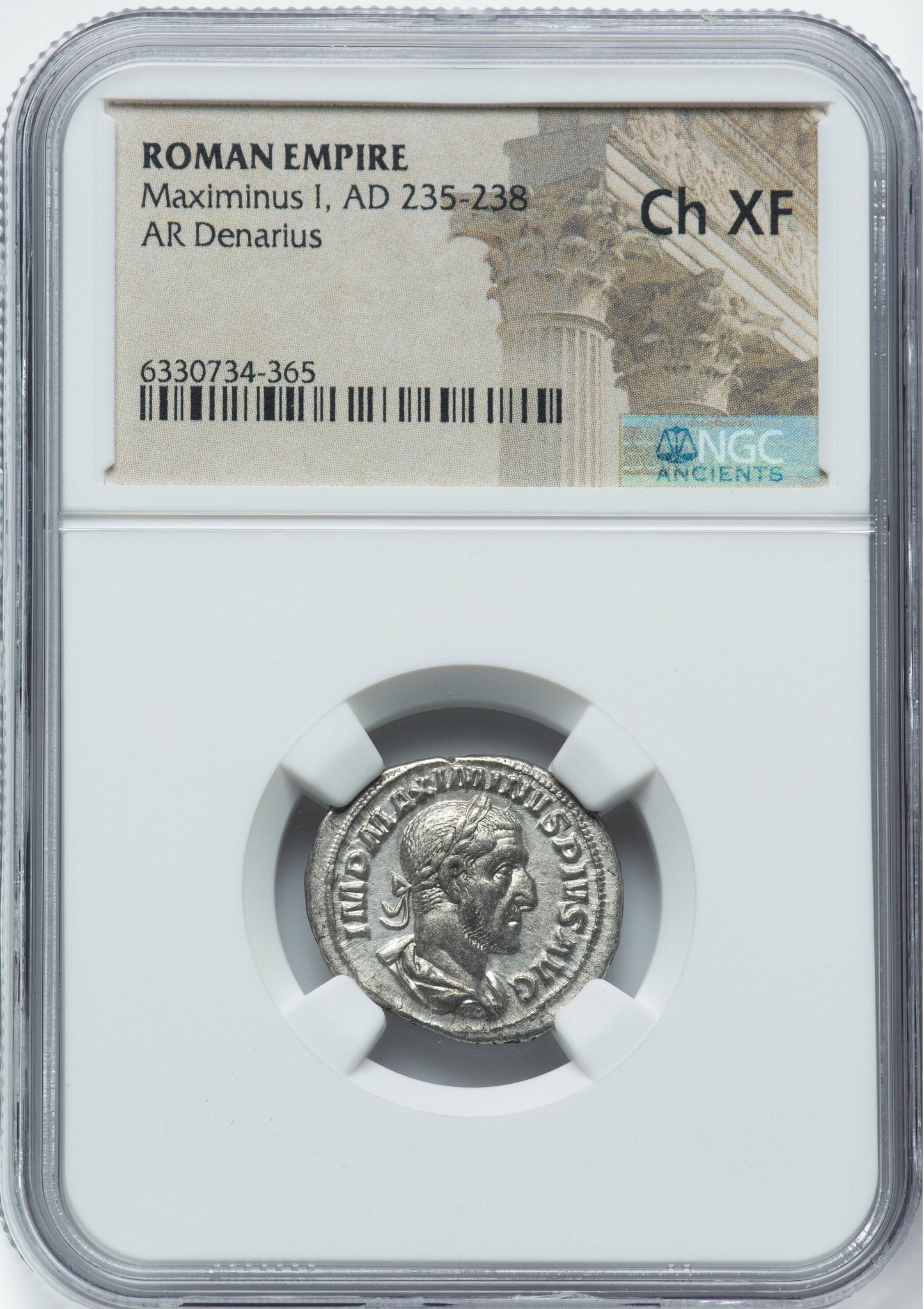 Roman Empire - Maximinus I - Silver Denarius - NGC Ch XF