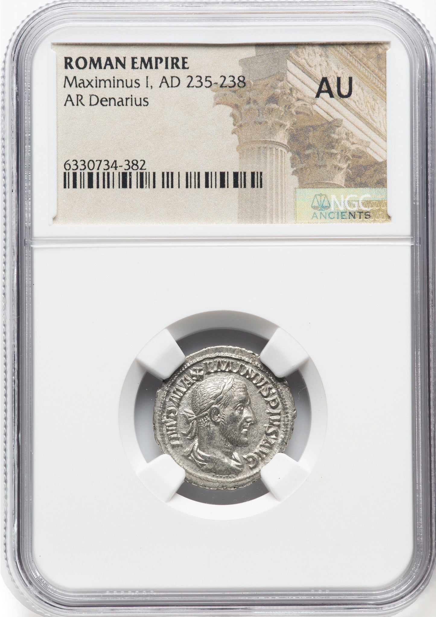 Roman Empire - Maximinus I - Silver Denarius - NGC AU