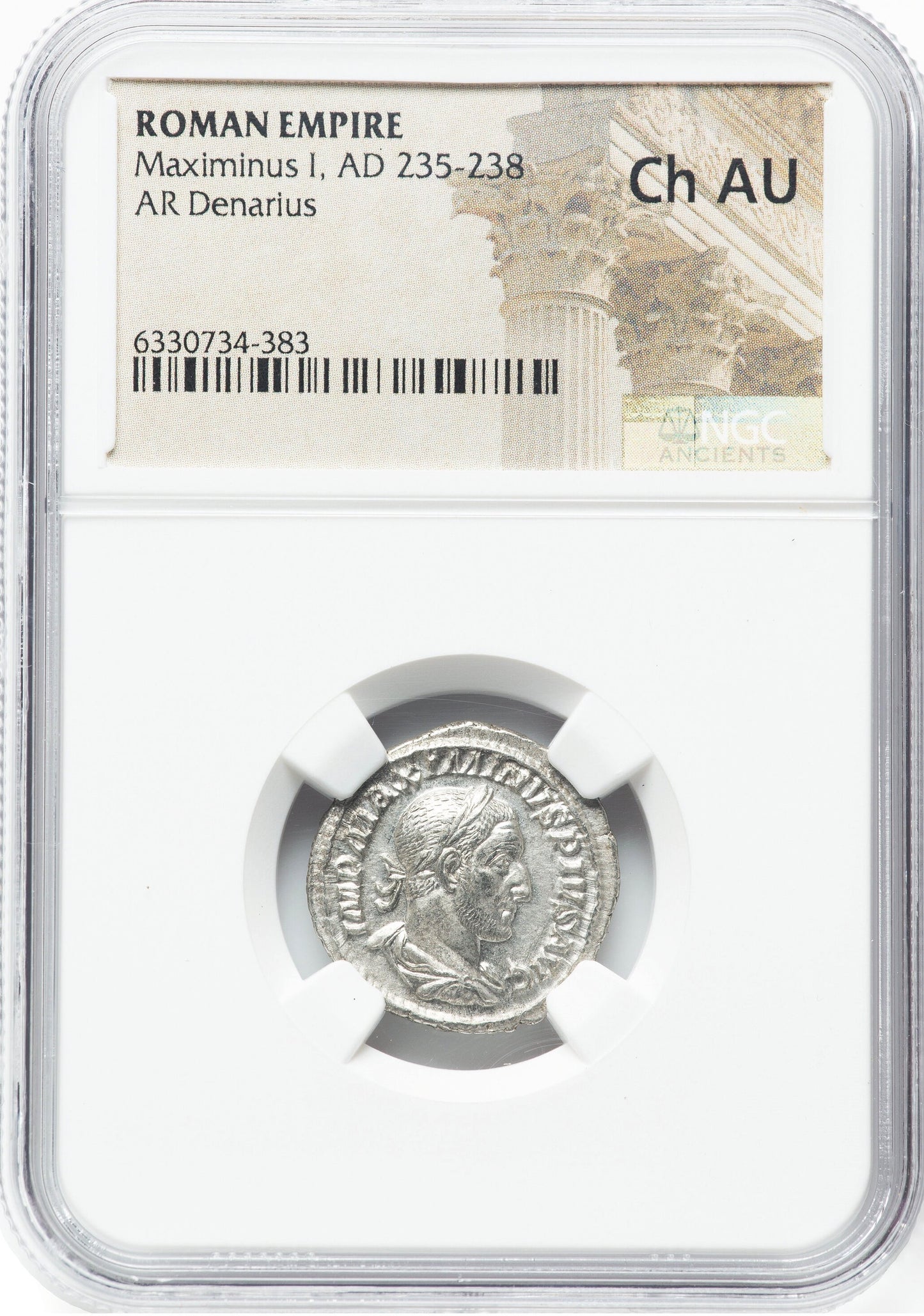 Roman Empire - Maximinus I - Silver Denarius - NGC Ch AU