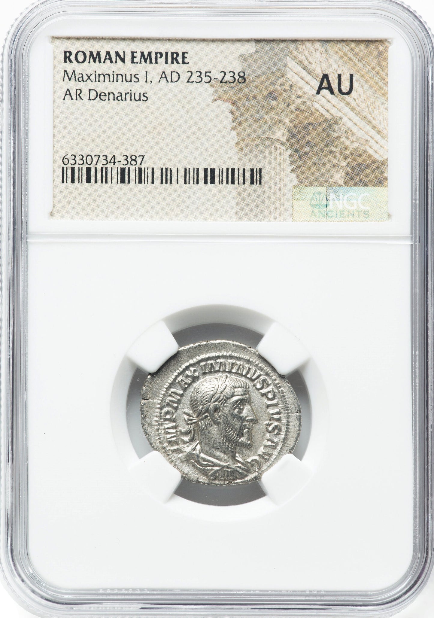 Roman Empire - Maximinus I - Silver Denarius - NGC AU