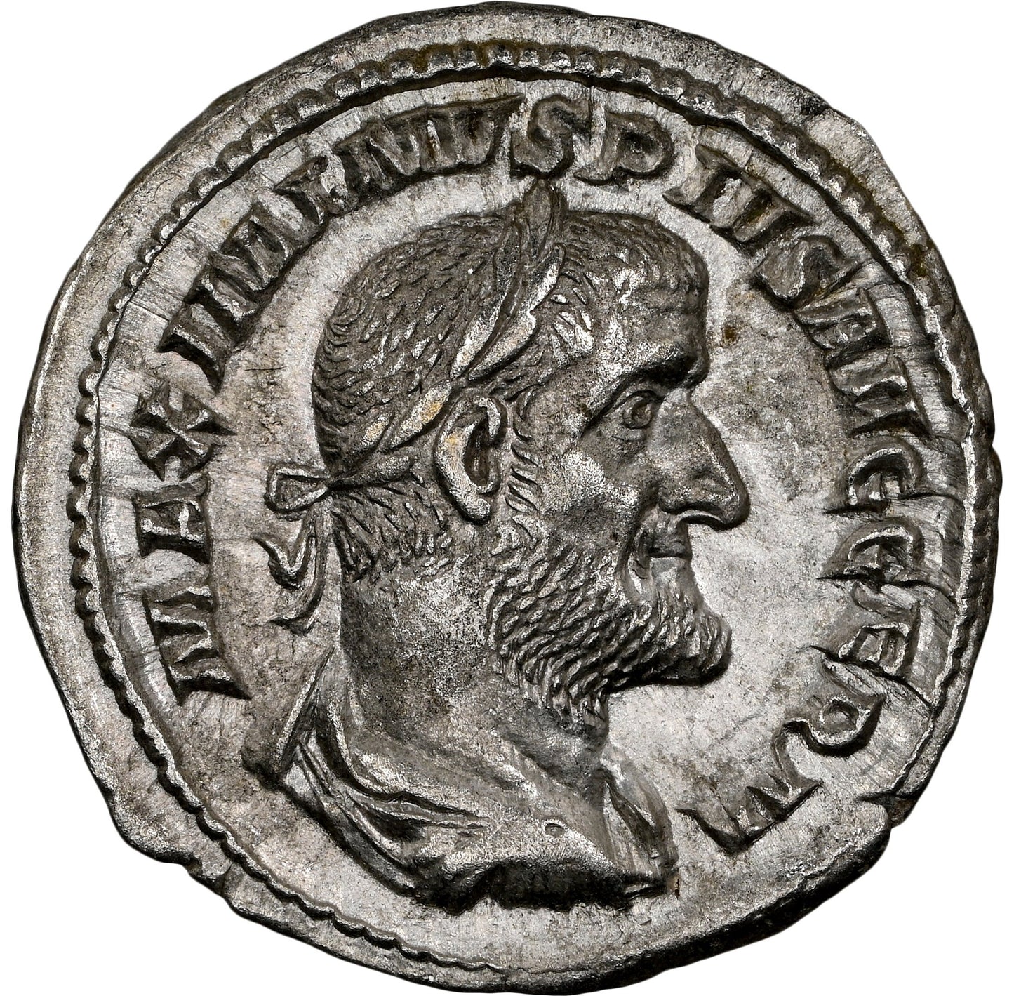 Roman Empire - Maximinus I - Silver Denarius - NGC AU