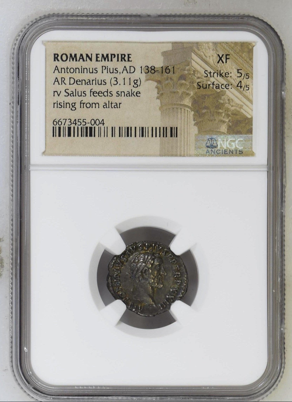 Roman Empire - Antoninus Pius - Silver Denarius - NGC XF - RIC:305