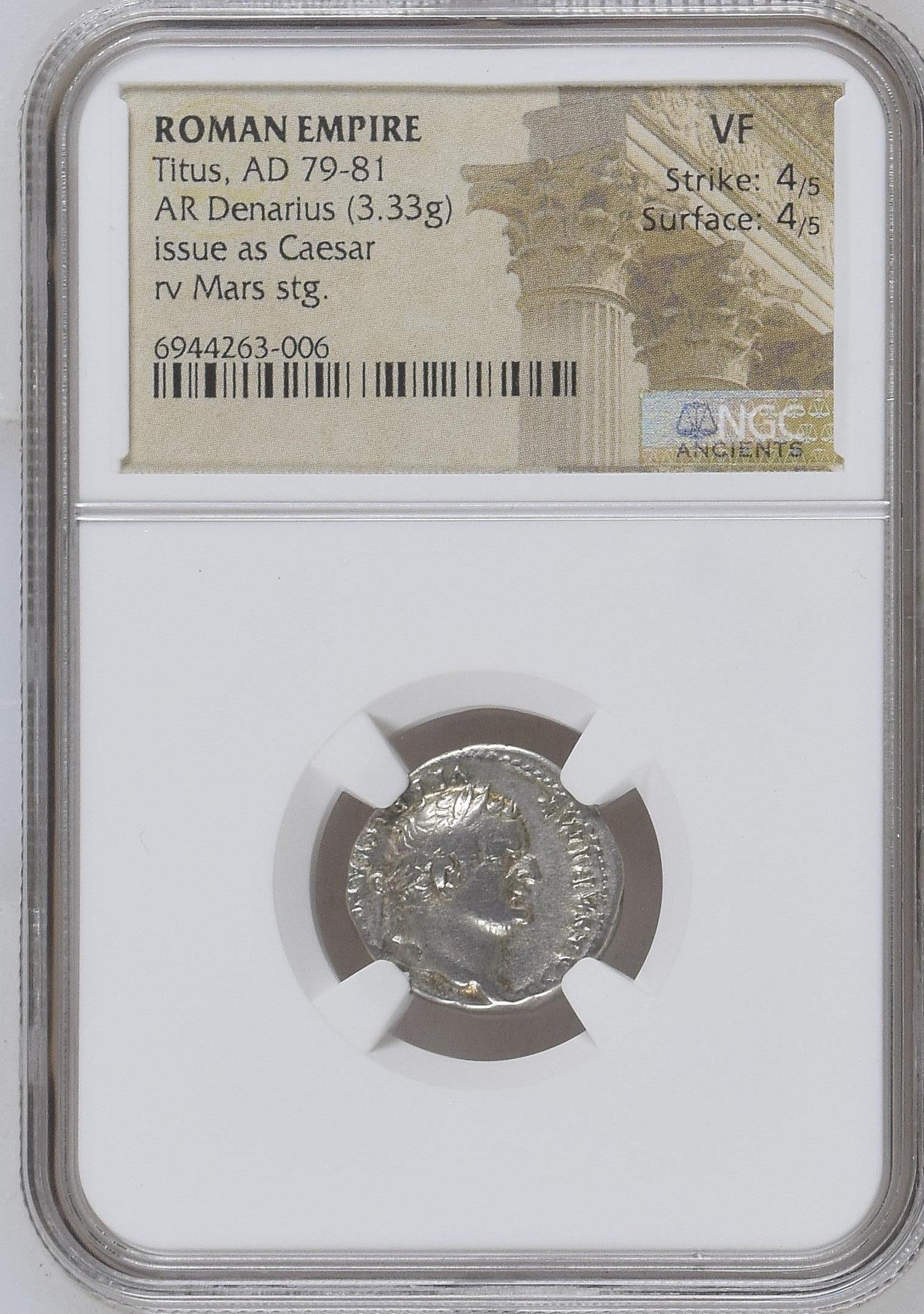 Roman Empire - Titus - Silver Denarius - NGC VF - RIC:948