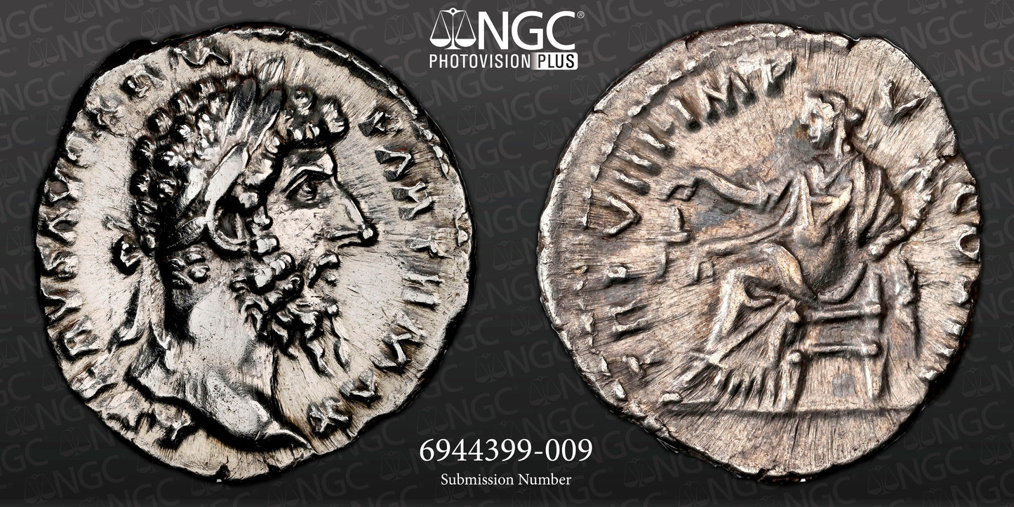 Roman Empire - Lucius Verus - Silver Denarius - NGC Ch XF - RIC:595