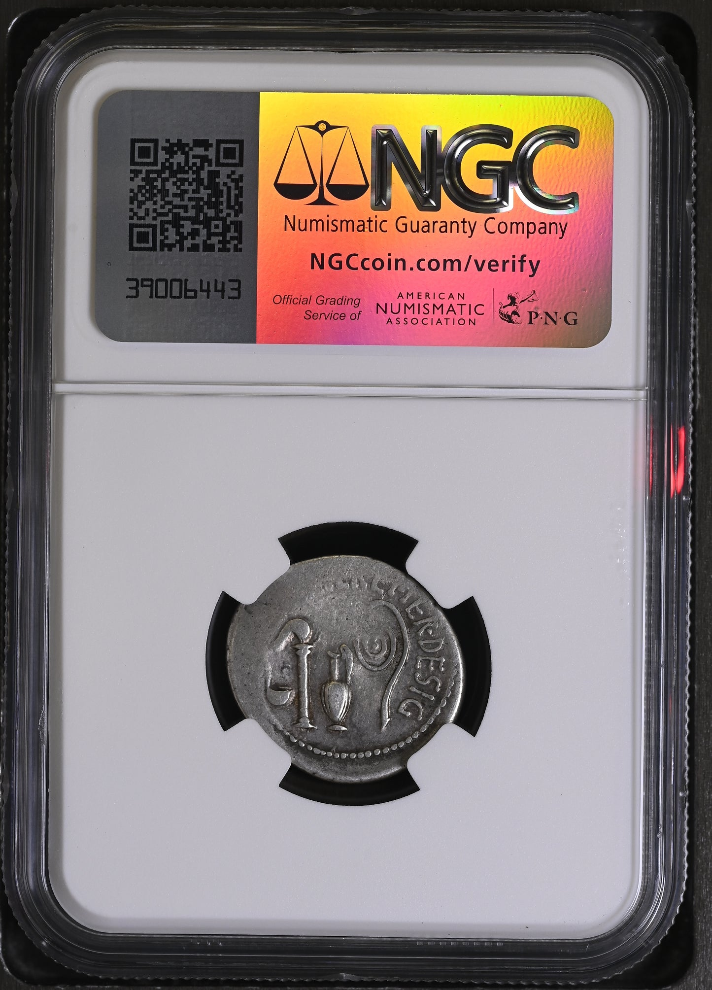 Roman Imperatorial - Octavian (Augustus) - Silver Denarius - NGC Ch F - Crawf. 538/1