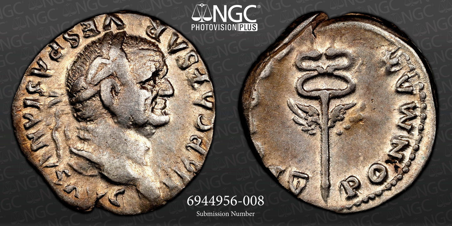 Roman Empire - Vespasian - Silver Denarius - NGC VF- RIC:684
