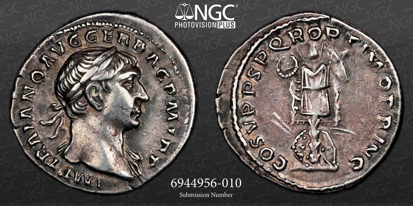 Roman Empire - Trajan - Silver Denarius - NGC XF - RIC:147b