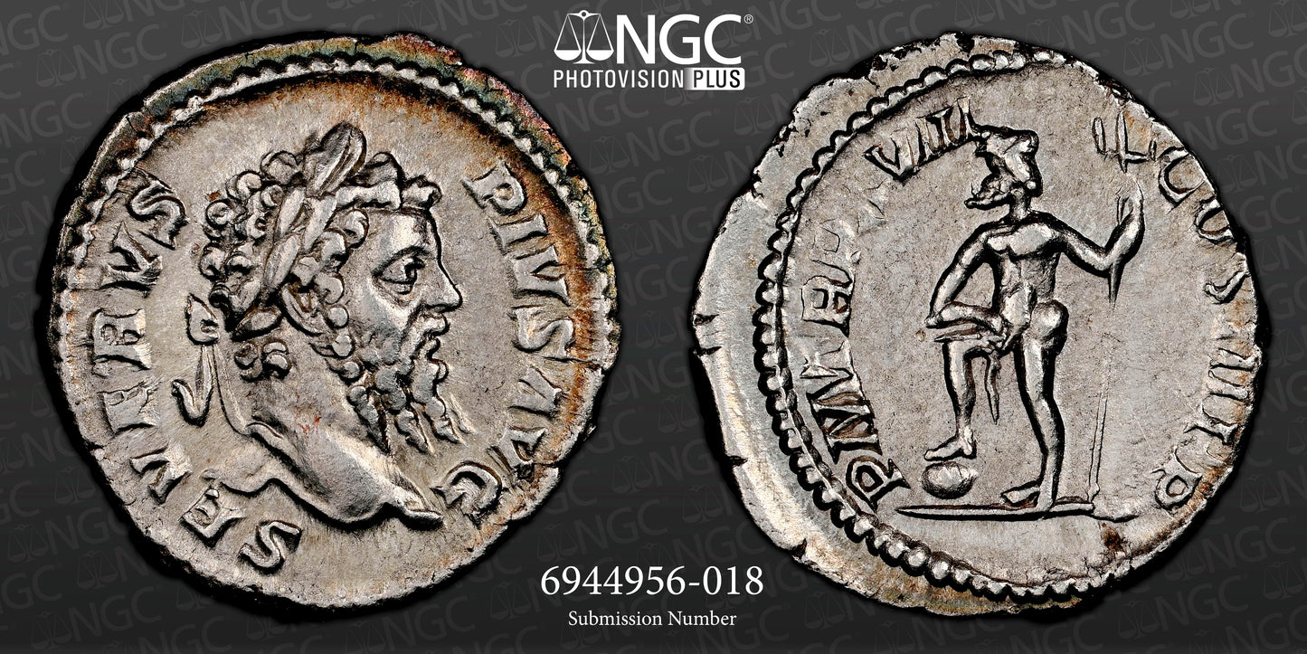 Roman Empire - Septimius Severus - Silver Denarius - NGC XF - Sear:6346