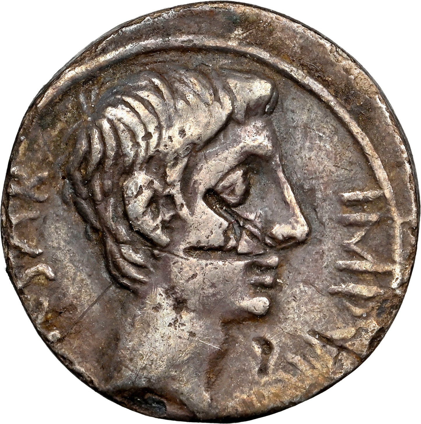 Roman Imperatorial - Octavian (Augustus) - Silver Quinarius - NGC Ch VF - RIC:276