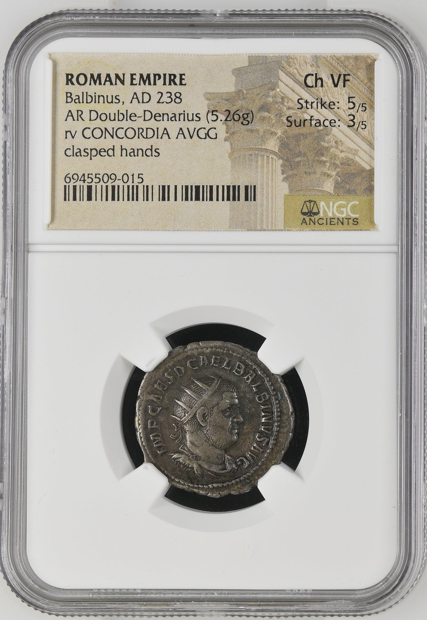 Roman Empire - Balbinus - Silver Double-Denarius - NGC Ch VF - RIC:10