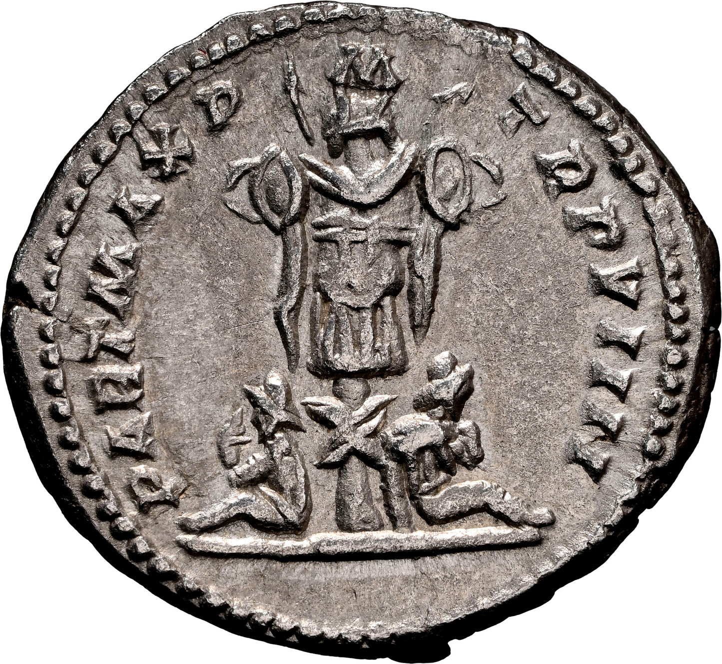 Roman Empire - Septimius Severus - Silver Denarius - NGC Ch XF - RIC:176