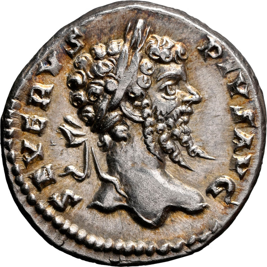 Roman Empire - Septimius Severus - Silver Denarius - NGC AU - RIC:176