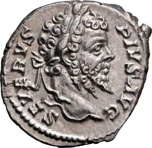 Roman Empire - Septimius Severus - Silver Denarius - NGC AU - RIC:265