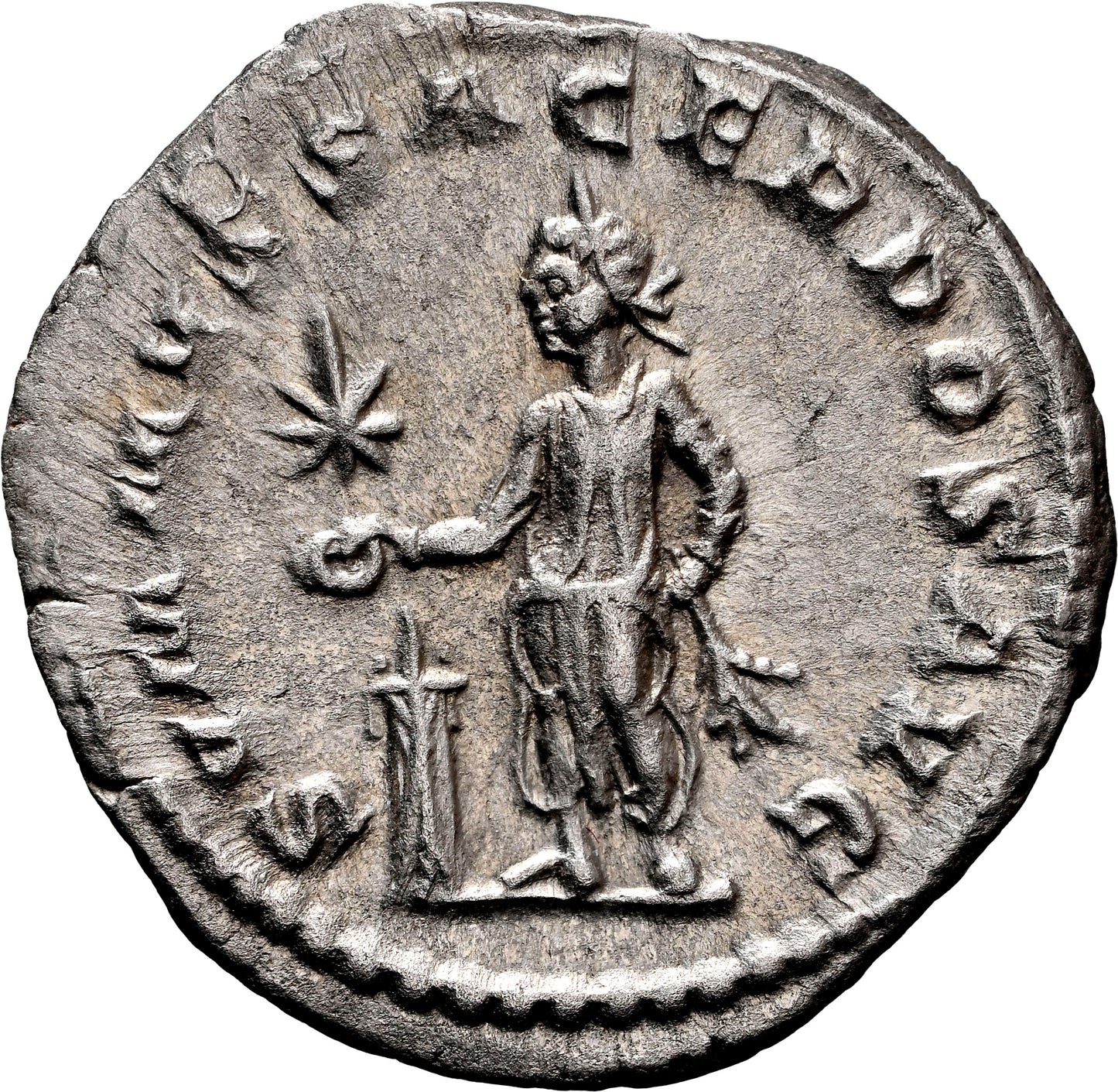 Roman Empire - Elagabalus - Silver Denarius - NGC Ch AU - RIC:146