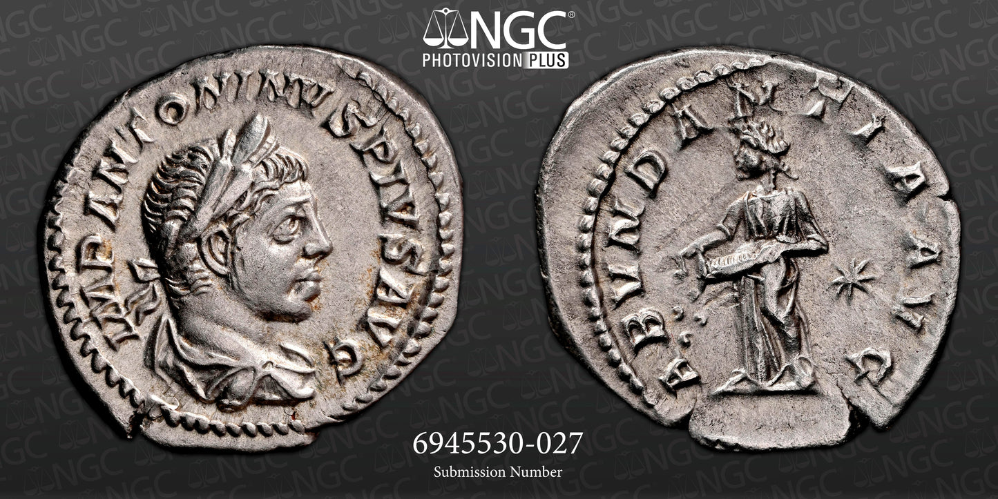 Roman Empire - Elagabalus - Silver Denarius - NGC AU - RIC:56