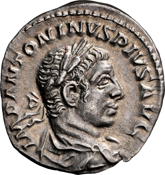 Roman Empire - Elagabalus - Silver Denarius - NGC Ch AU - RIC:56