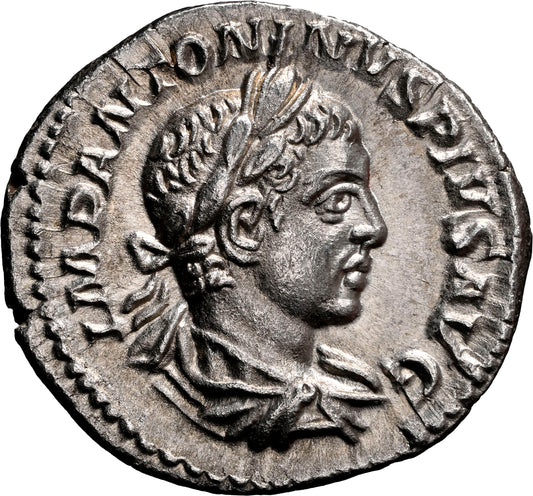 Roman Empire - Elagabalus - Silver Denarius - NGC Ch AU - RIC:107