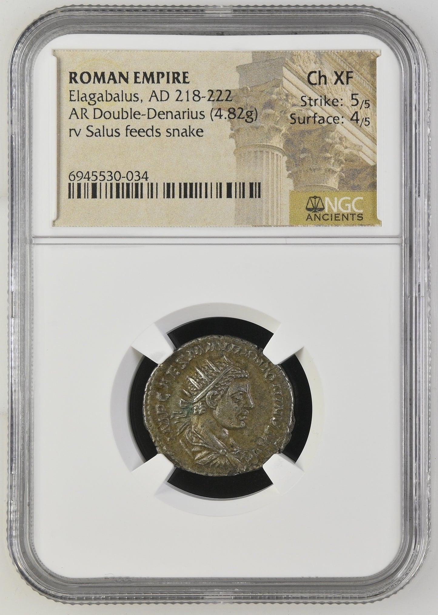 Roman Empire - Elagabalus - Silver Double-Denarius - NGC Ch XF - RIC:138