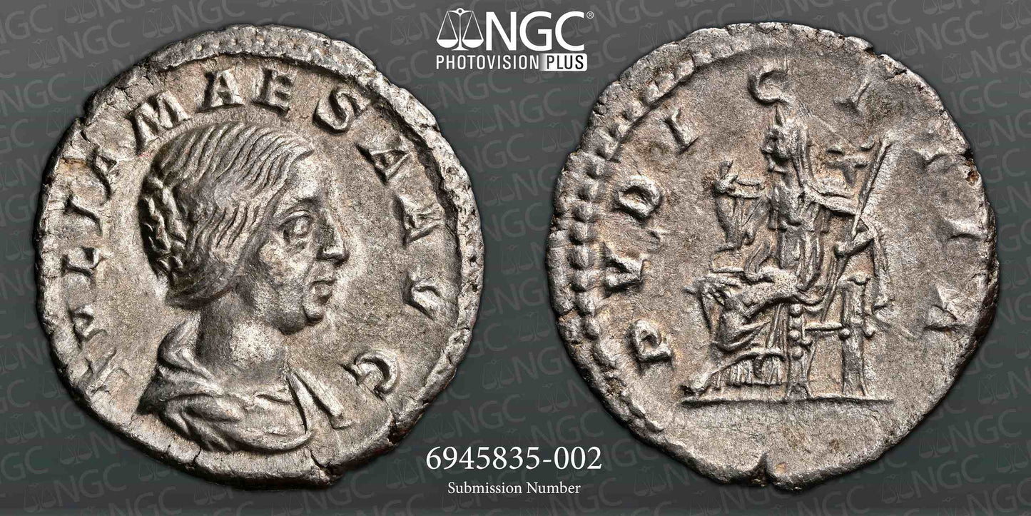 Roman Empire - Julia Maesa - Silver Denarius - NGC Ch VF