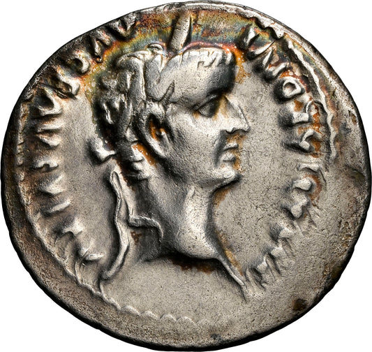Roman Empire - Tiberius - Silver Denarius - NGC Ch F - RIC:30
