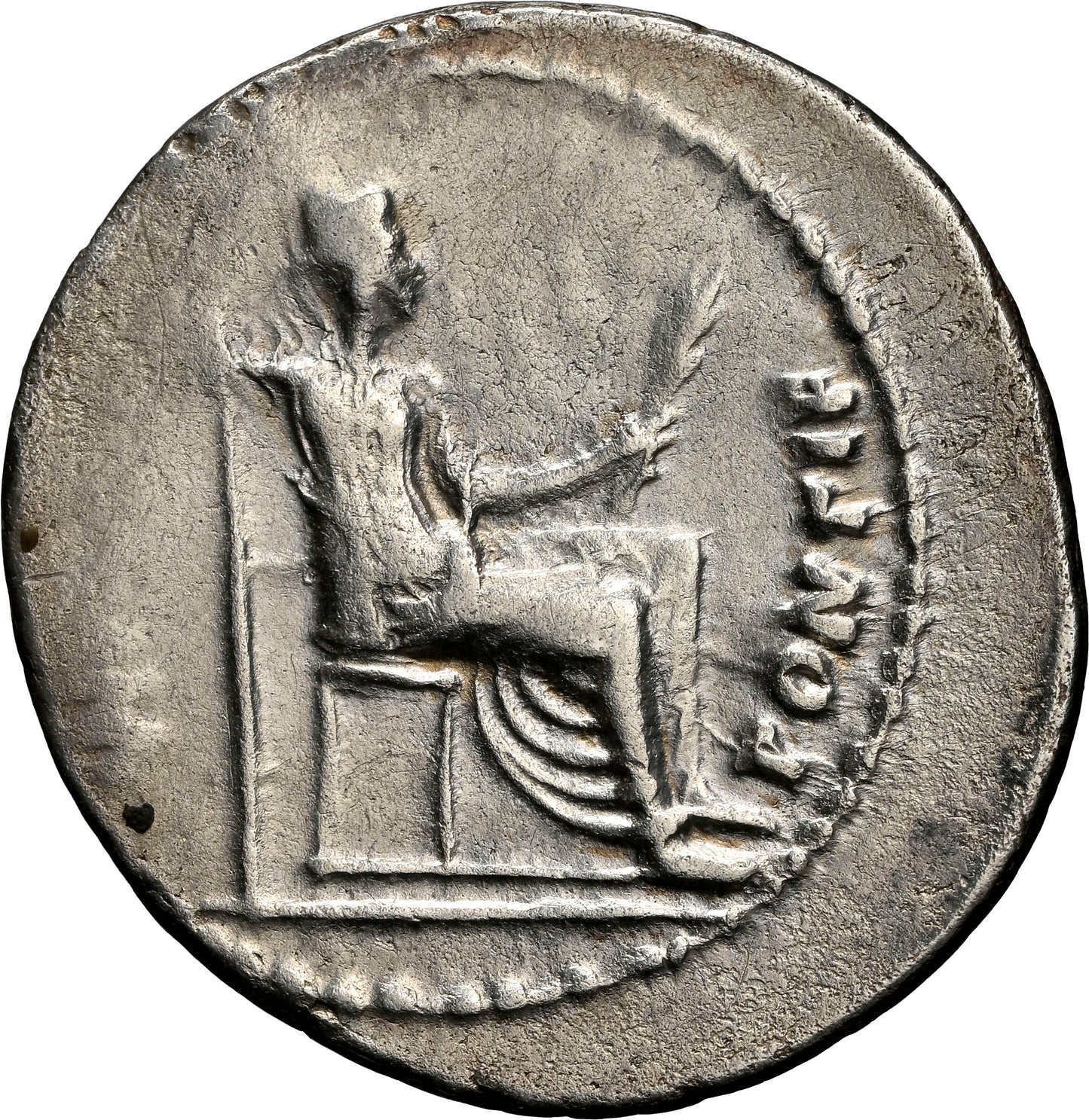 Roman Empire - Tiberius - Silver Denarius - NGC Ch F - RIC:30