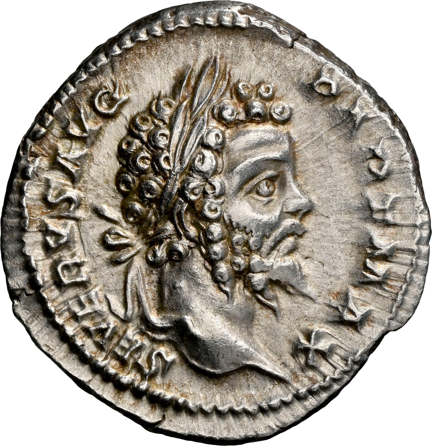 Roman Empire - Septimius Severus - Silver Denarius - NGC Ch AU - RIC:150