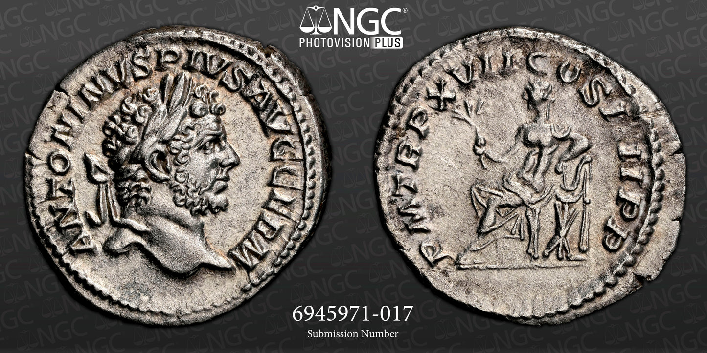 Roman Empire - Caracalla - Silver Denarius - NGC AU - RIC:238a