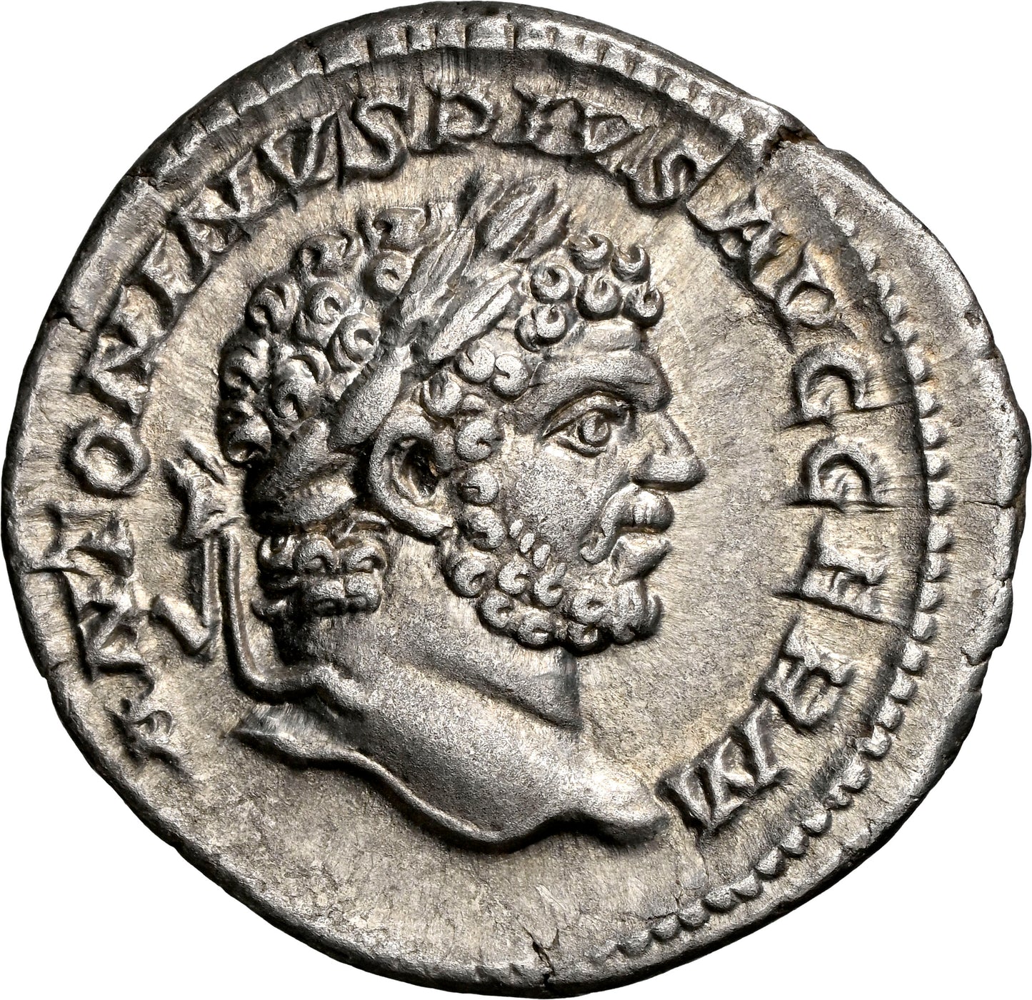Roman Empire - Caracalla - Silver Denarius - NGC Ch XF - RIC:238a