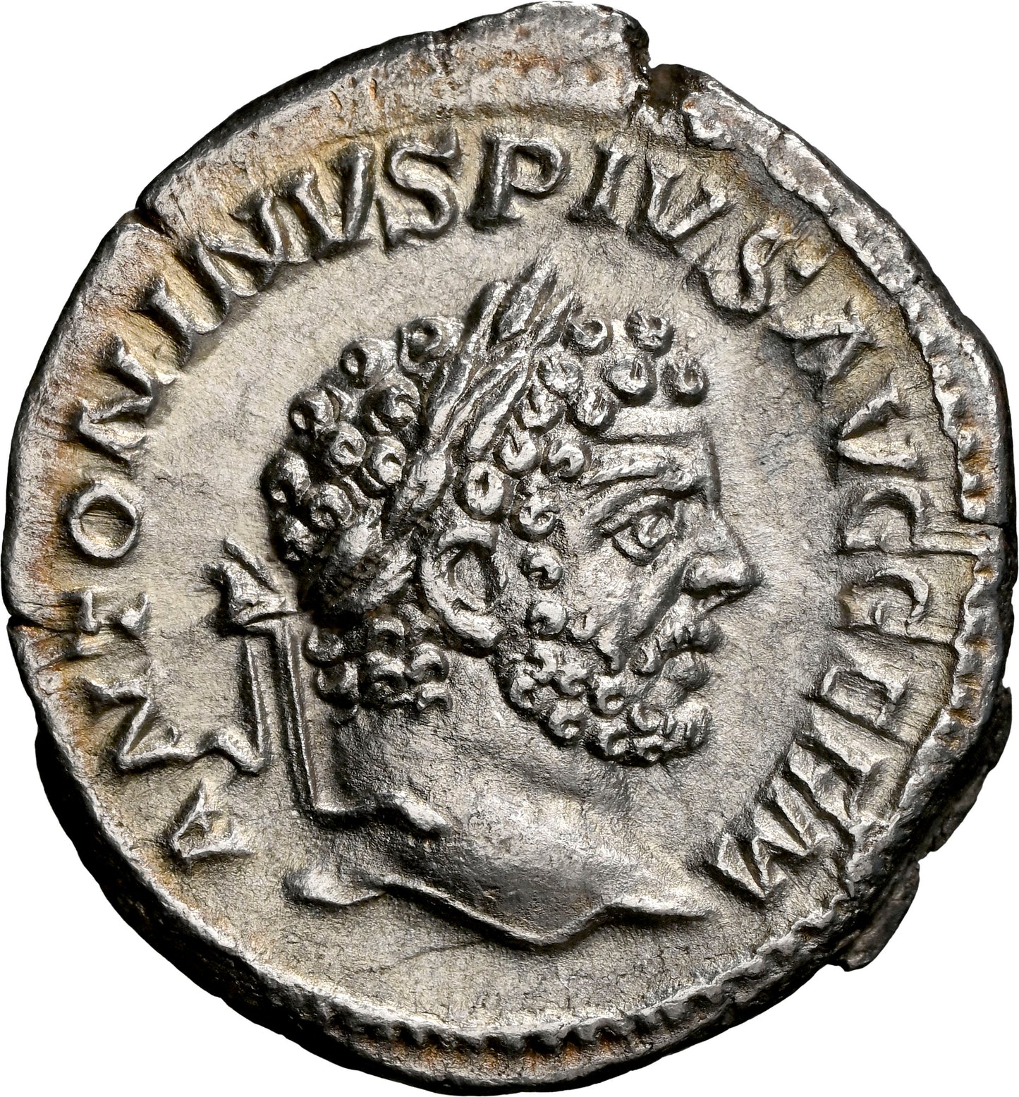 Roman Empire - Caracalla - Silver Denarius - NGC Ch AU - RIC:302