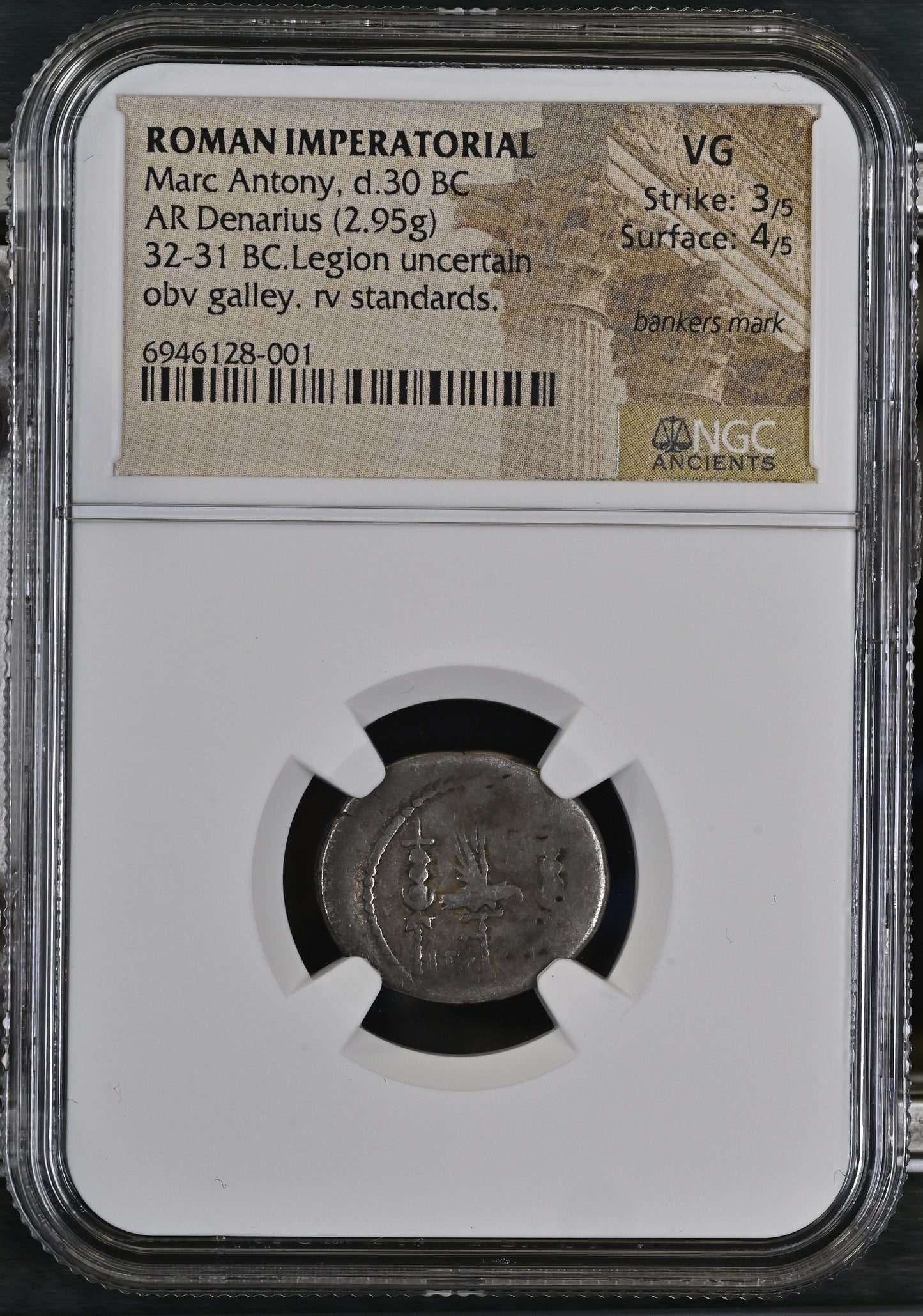 Roman Imperatorial - Marc Antony - Silver Denarius - NGC VG - Crawf. 41