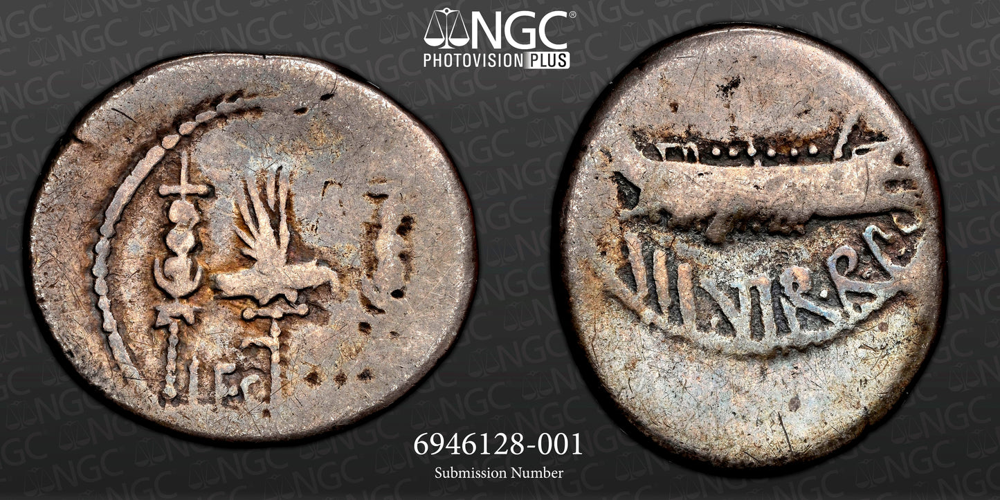 Roman Imperatorial - Marc Antony - Silver Denarius - NGC VG - Crawf. 41