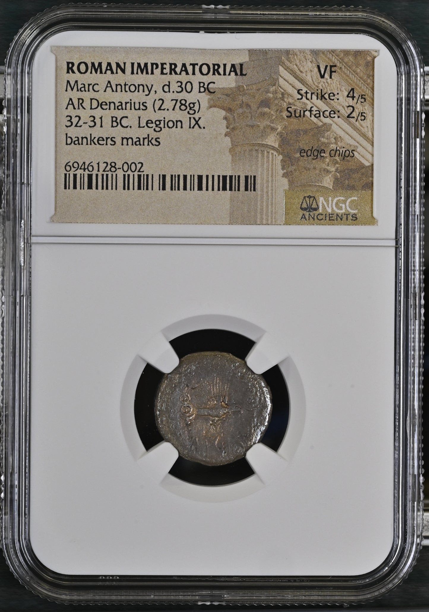 Roman Imperatorial - Marc Antony - Silver Denarius - NGC VF - Crawf. 37