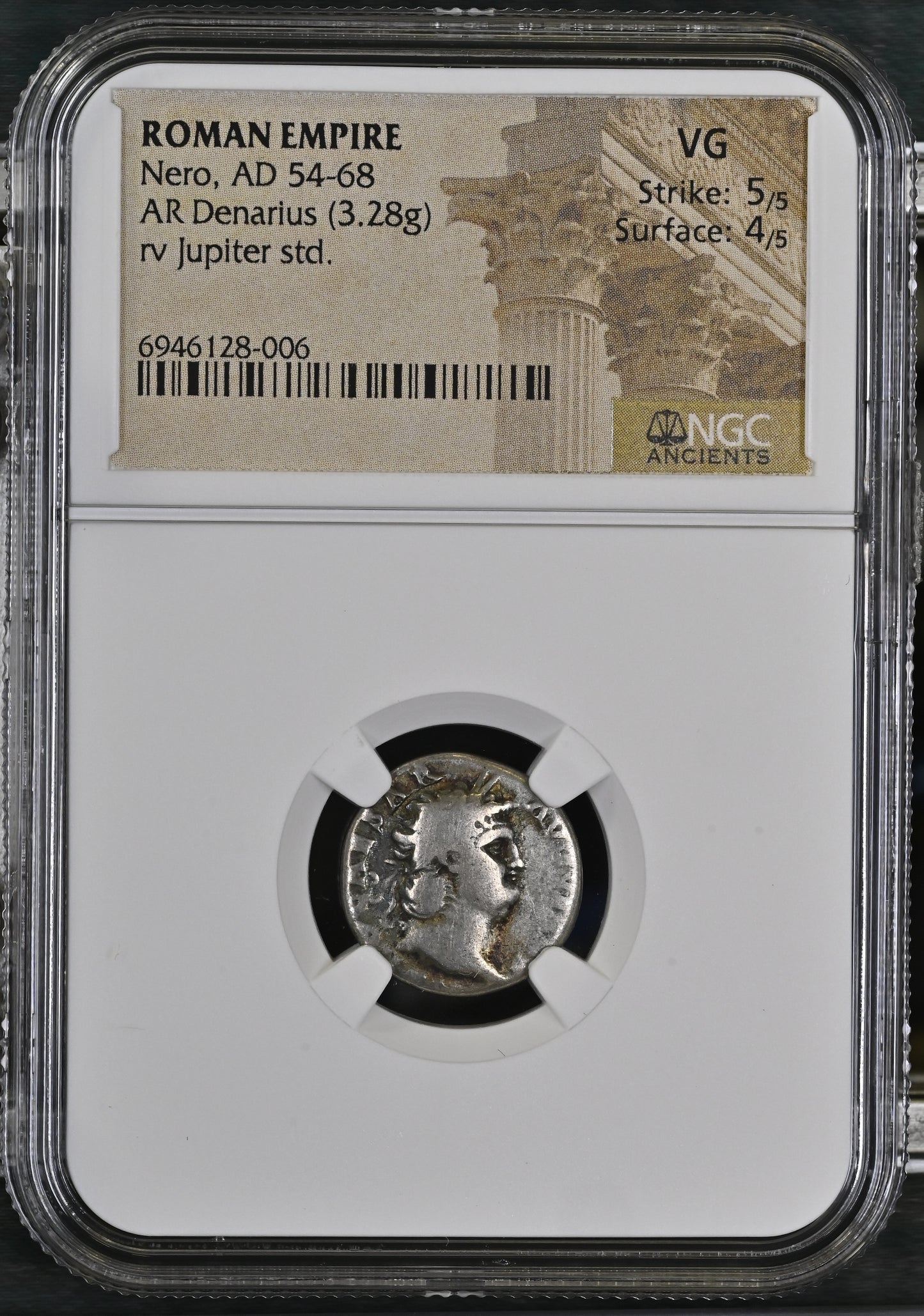 Roman Empire - Nero - Silver Denarius - NGC VG - RIC:45