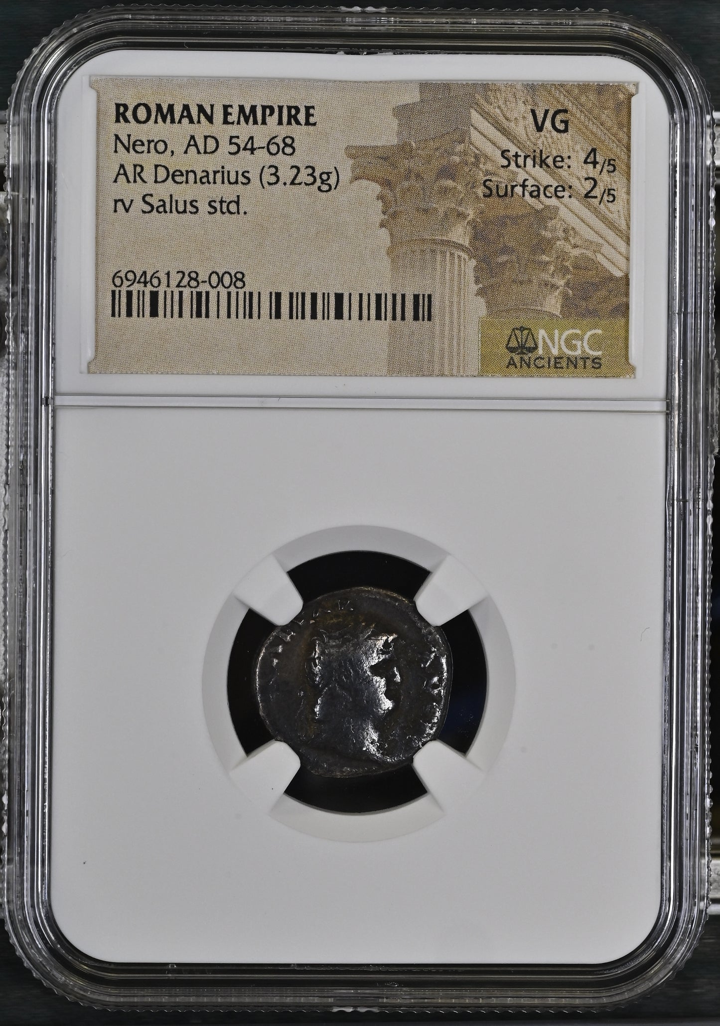 Roman Empire - Nero - Silver Denarius - NGC VG - RIC:56
