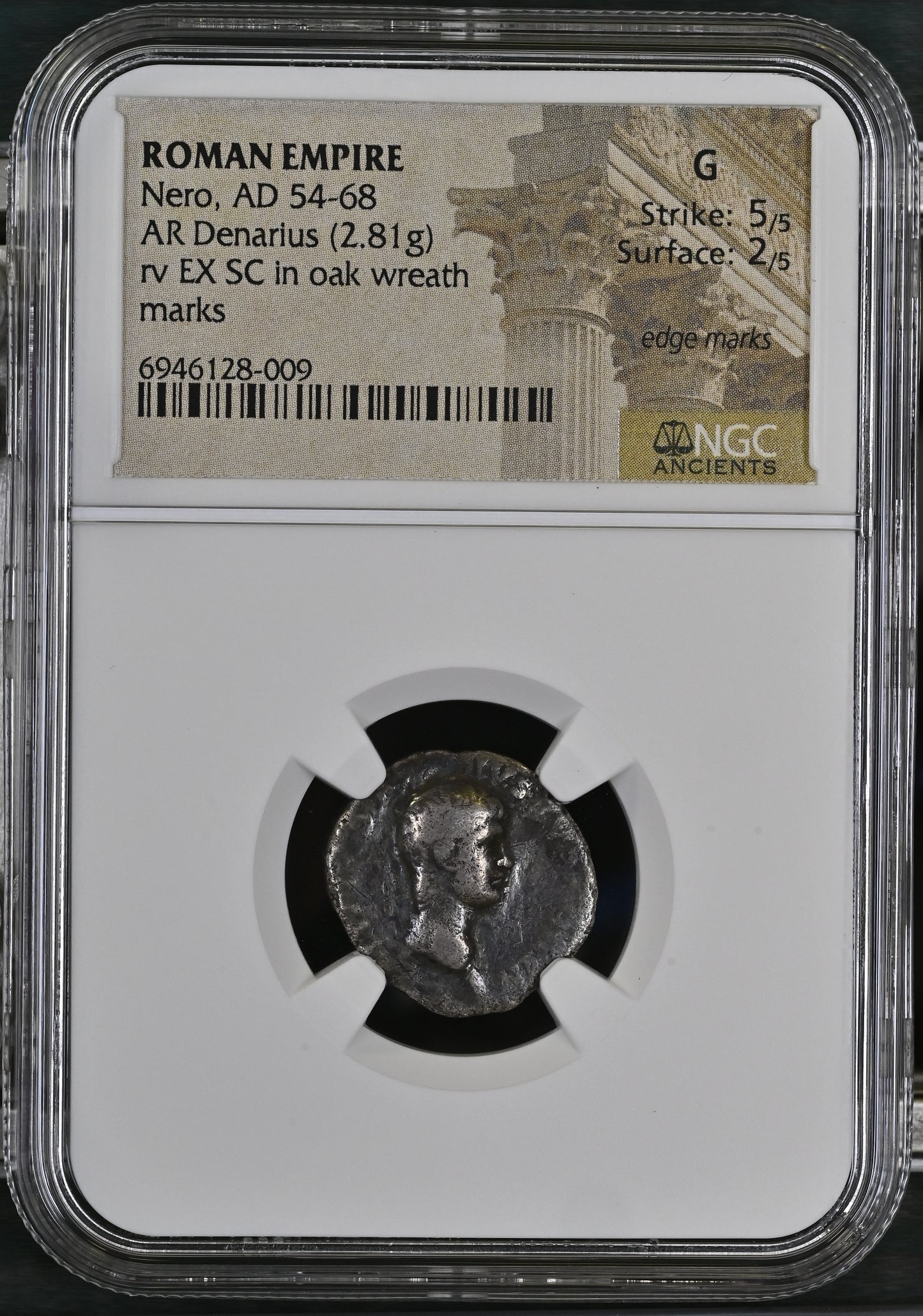 Roman Empire - Nero - Silver Denarius - NGC G - RIC:18/23
